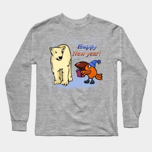 Cute bird and polar bear Long Sleeve T-Shirt